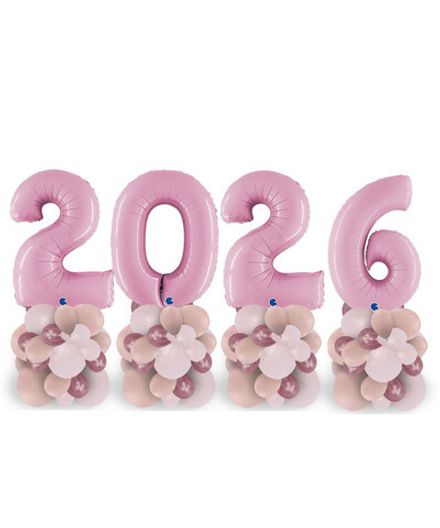 Стойки из цифр "2026 в нежно-розовом цвете" 102 см 4 шт
