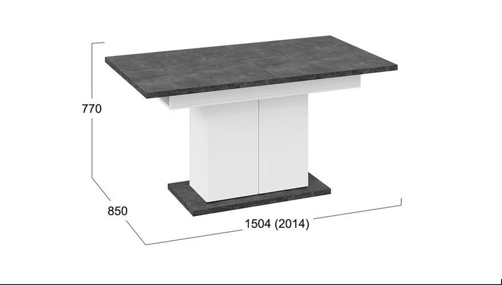 Стол кухонный обеденный раздвижной Белый, Дюна_32, 85х150,4х77 см