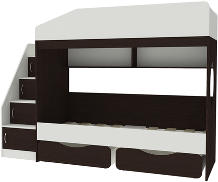Двухъярусная кровать КарИВи Л-10.3 Белый  Венге