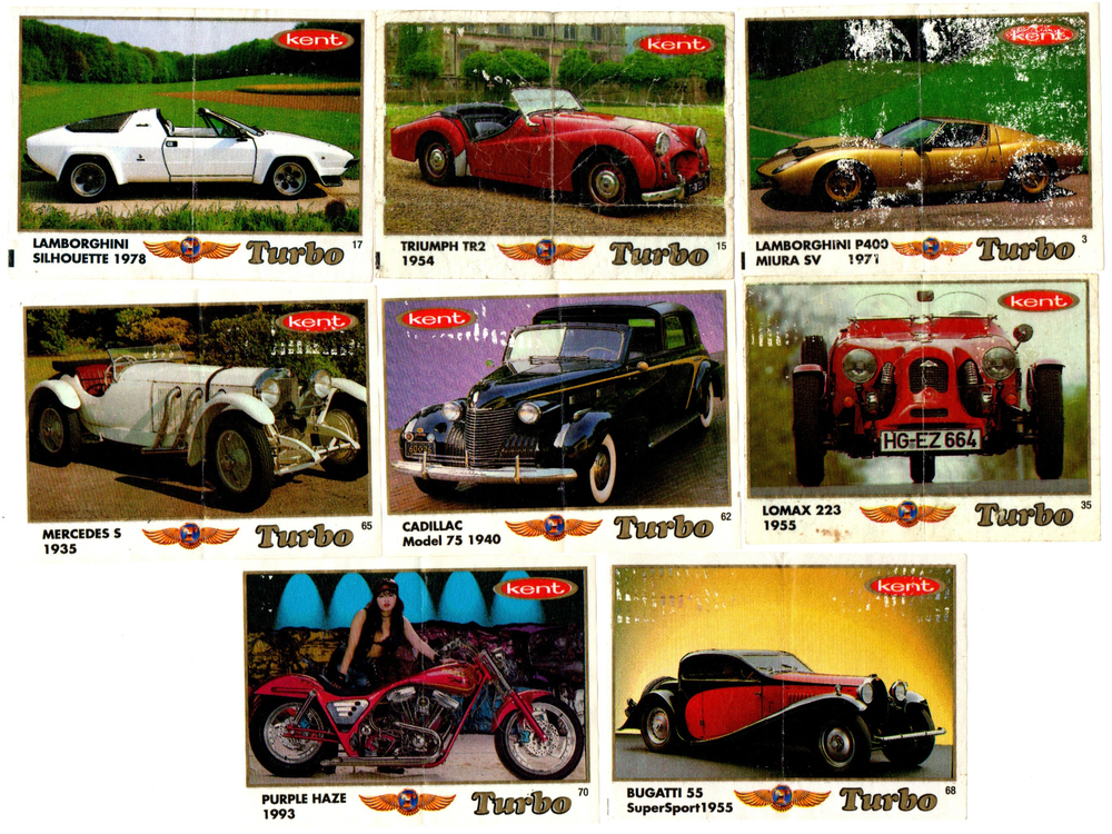 Вкладыши от жвачки Turbo Classic - Турбо Классик без надписи Classic. 8 штук без повторов. Серия 1 - 70