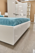 Кровать с настилом Стокгольм белый/белый глянец 1400