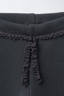 ZARA ЛЕГИНСЫ С КРУЖЕВОМ, ТЕМНЫЙ АНТРАЦИТ