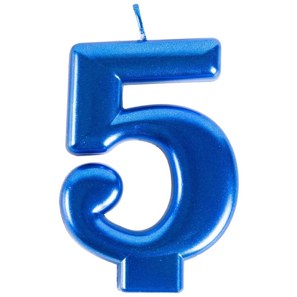 Свечи-цифры "Синие металлик" 8 см (от 0 до 9)