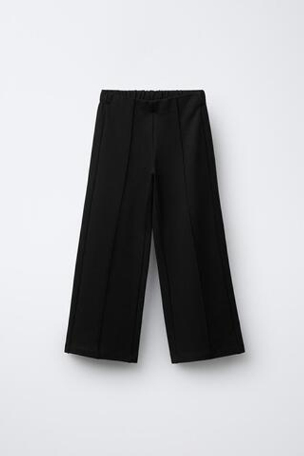 ZARA БРЮКИ WIDE LEG ИЗ ТРИКОТАЖА «ПУНТО РОМА», ЧЕРНЫЙ