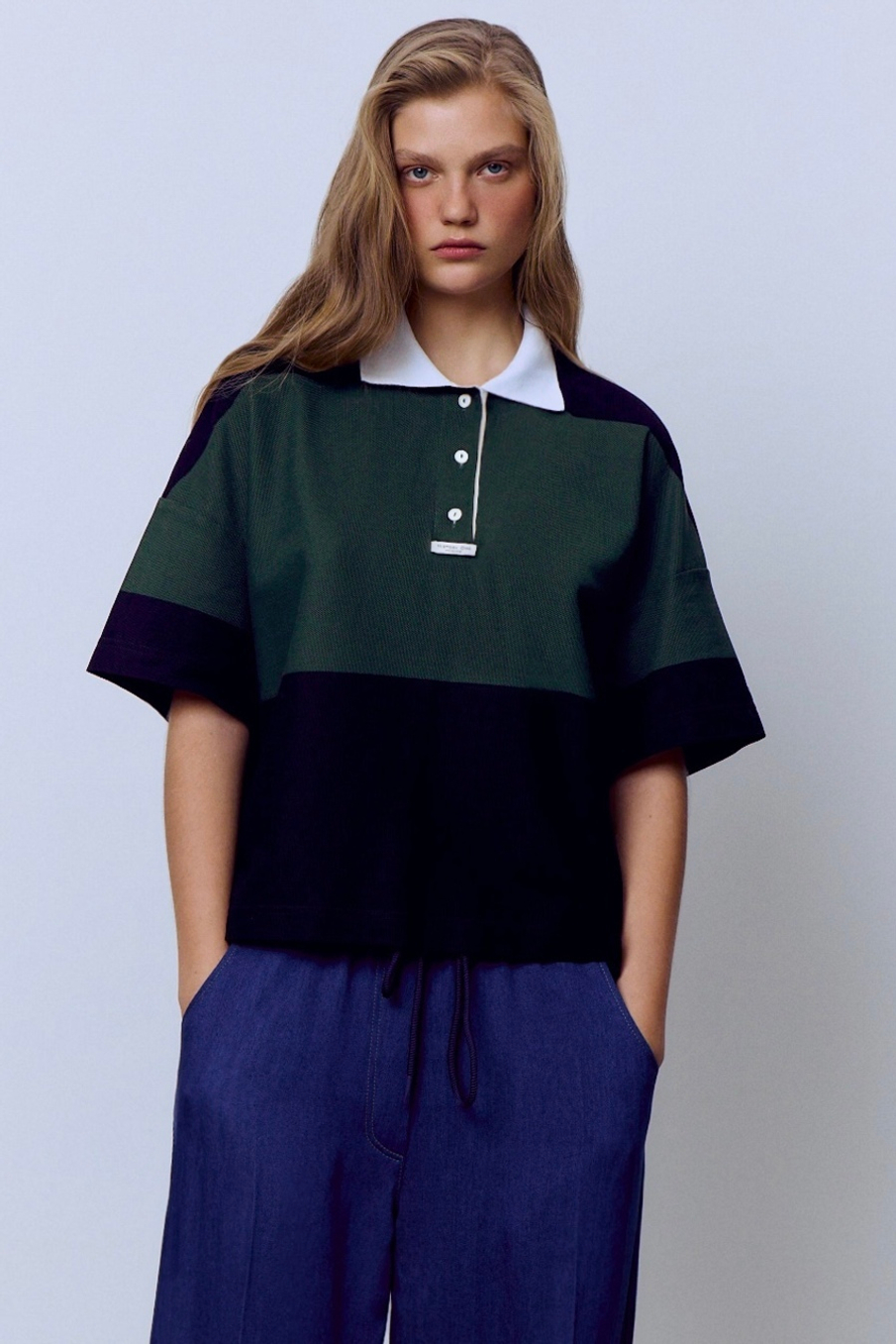 Поло пике с контрастным воротником