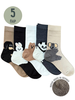 Носки р.35-40 "Зверюшки на пятках" Комплект - 5 пар