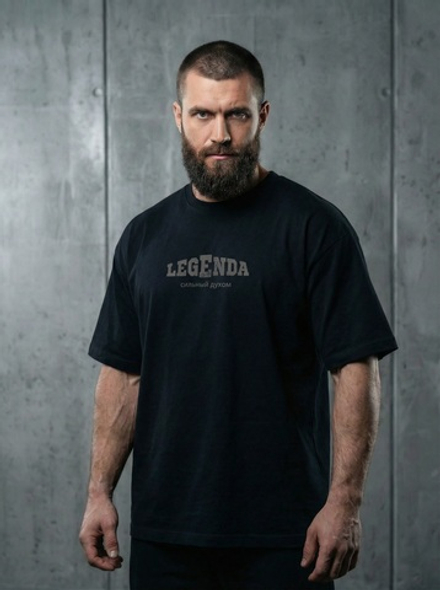 Футболка оверсайз хлопковая черная Legenda Витрувианский человек