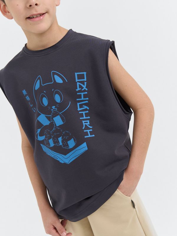 Футболка из футера без рукавов 