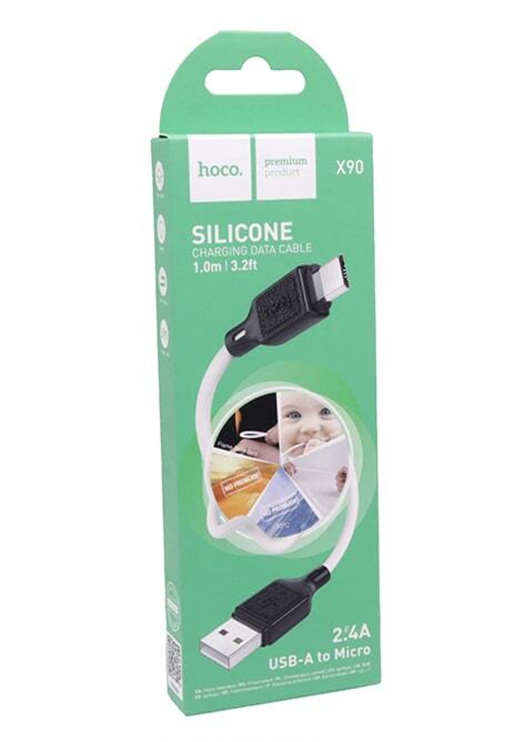 Кабель USB - Micro HOCO X90 (белый) 1м