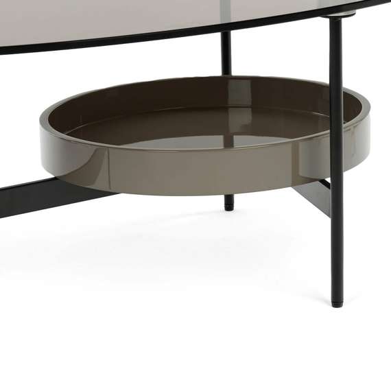 Кофейный стол Raul 110х60 см, стекло закалённое дымчатое