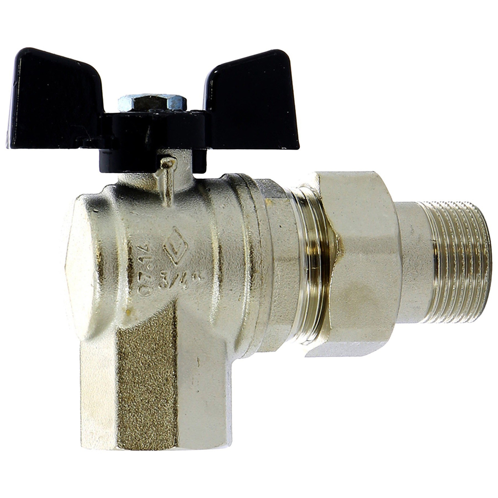 Кран BUGATTI с разъемным соединением угловой НВ 3/4" бабочка OREGON серия 594, полный проход