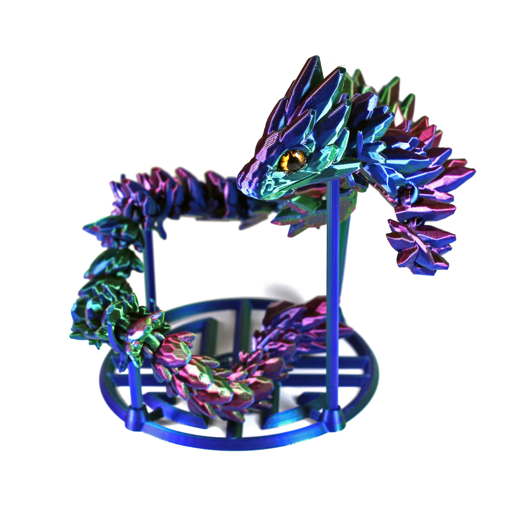 Дракон "каменный" игрушка антистресс, 3D фигурка дракона с глазами, красно-сине-зеленый, 45 см.