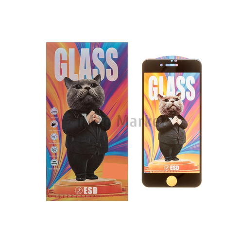 Защитное стекло Mr.Cat Anti-Static/Plasma Spraying для Apple iPhone 7/8/SE 2020/SE 2022, 3D, черная рамка, 0.3 мм