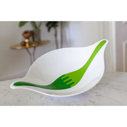 Салатник с приборами leaf, 3 л, бело-зеленый