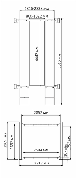 А440H Подъемник четырехстоечный, 4 тонны, для слесарных работ (Серый)