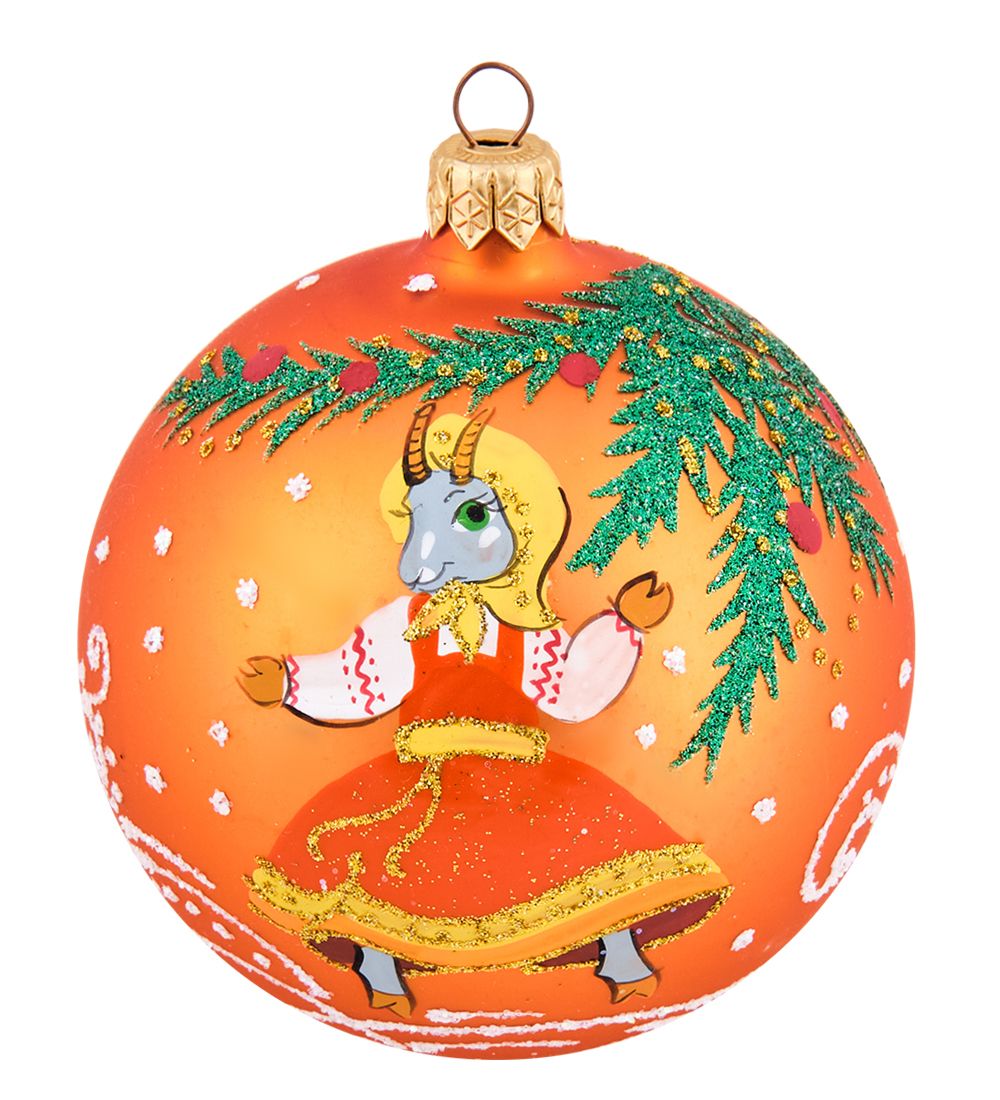 Элита НФШ-1506/2 Ел.украшение Шар «Козочка танцующая» оранж 95 мм