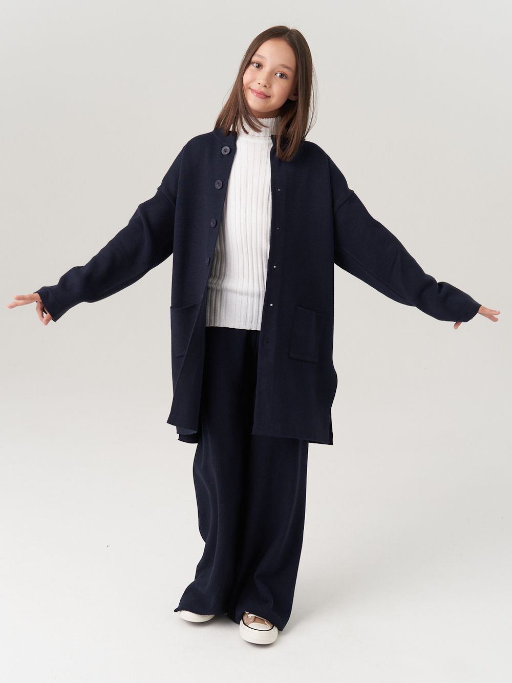 Кардиган для девочки в школу AT990 синий