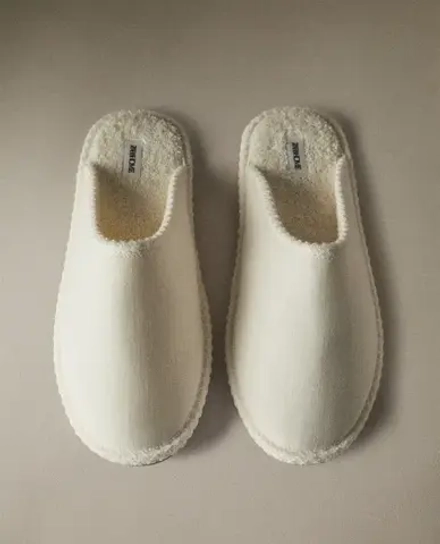 ZARA HOME ХЛОПКОВЫЕ ТАПОЧКИ, БЕЛЫЙ