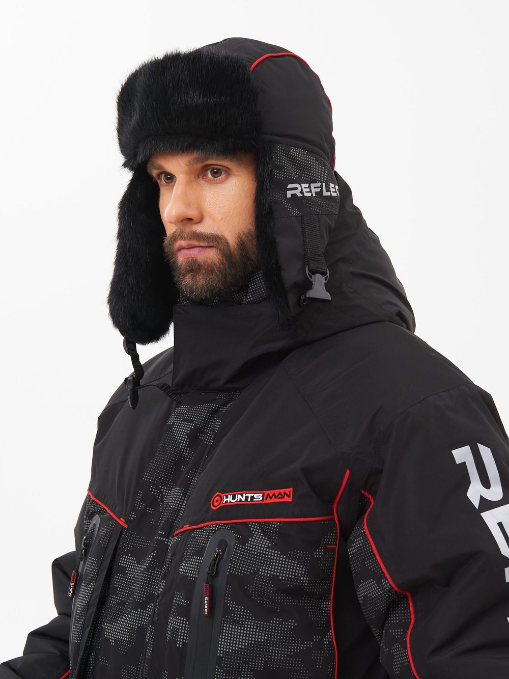 Шапка ушанка зимняя Reflect ткань Reflex Membrane цвет Чёрный иск. мех Норка