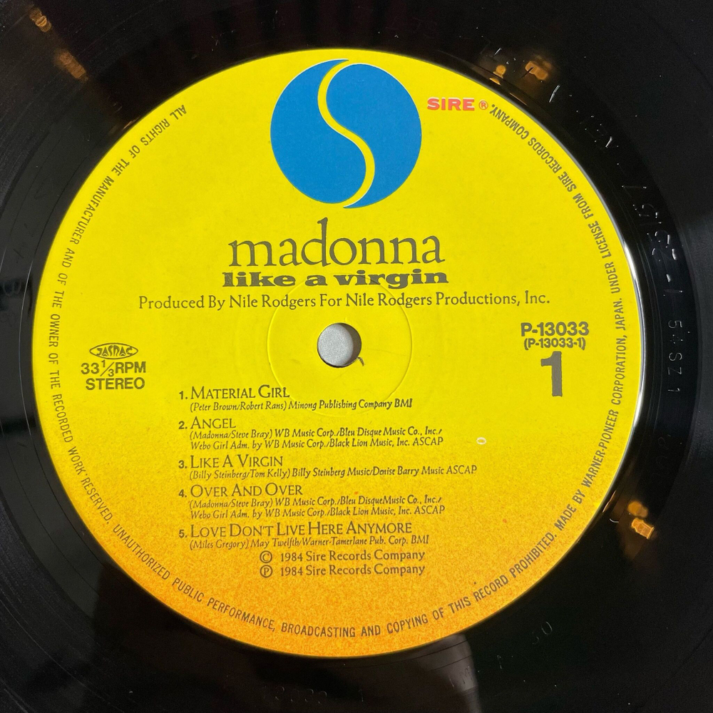 Винтажная виниловая пластинка LP Madonna Like A Virgin (Japan 1984) (Obi)