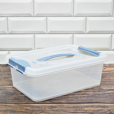 Контейнер 6л с защелками и ручкой "Клик", прозрачный