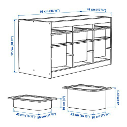 ТРОФАСТ TROFAST Стеллаж с ящиками, светлая сосна, белый, 93x44x52 см