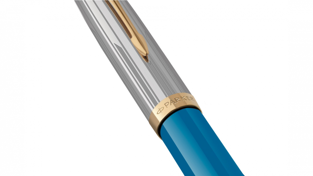 Перьевая ручка Parker 51 Premium Turquoise GT перо; M/F, чернила: Black,Blue, в подарочной упаковке.