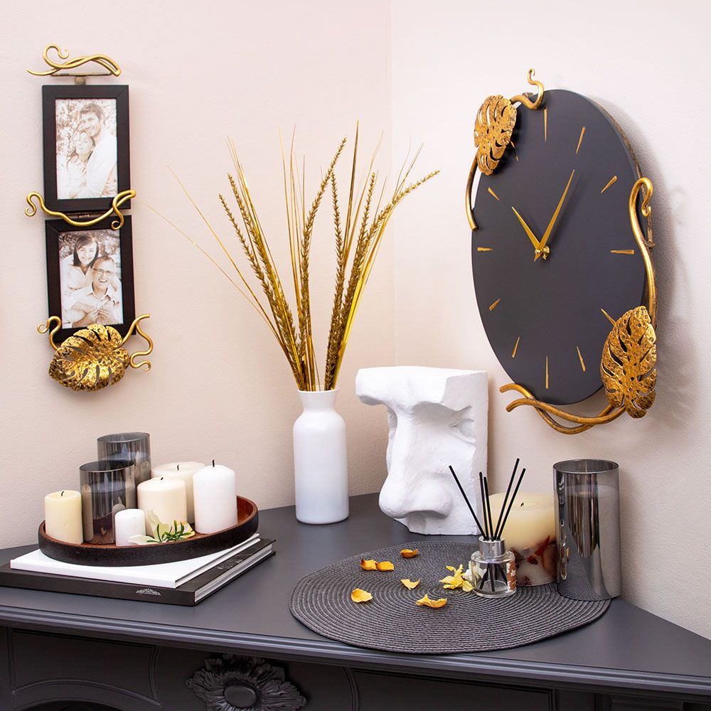 Часы настенные Monstera Deliciosa (Монстера) Серые Амбер