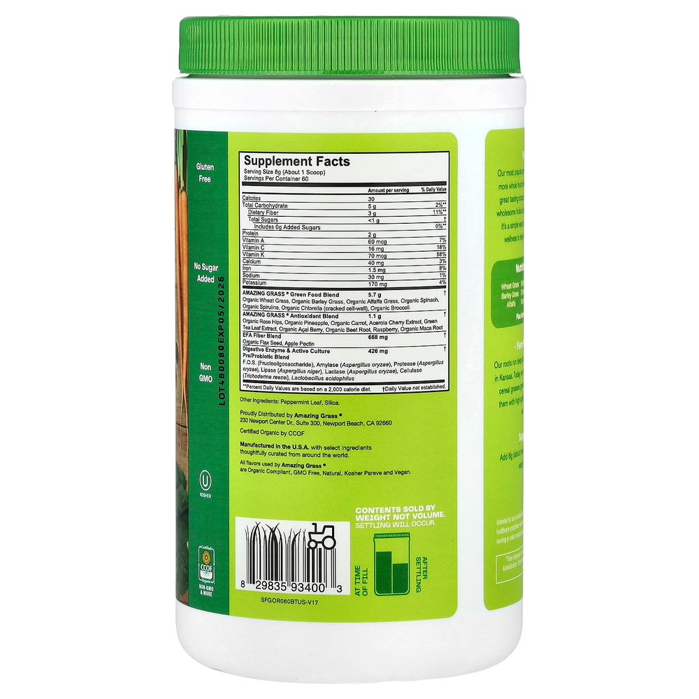 Amazing Grass, смесь зелени, суперфуды, 480 г (1,06 фунта)