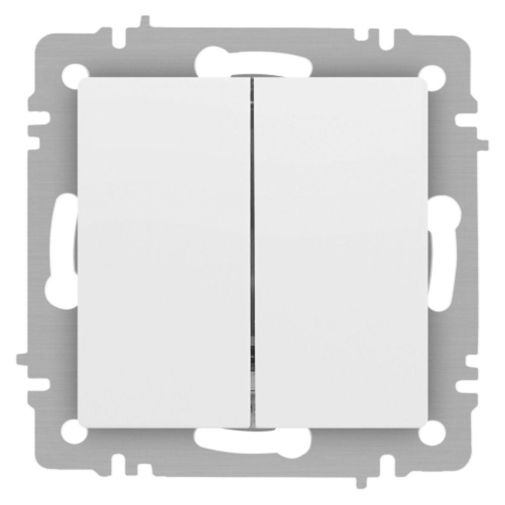 Выключатель Intro Accent 6-104-01М двойной, 10А-250В, IP20, СУ, AL/CU, белый матовый | Intro
