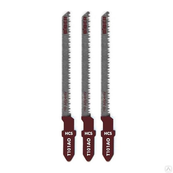 Пилки для электрического лобзика БИБЕР по дереву чистый рез 3 шт