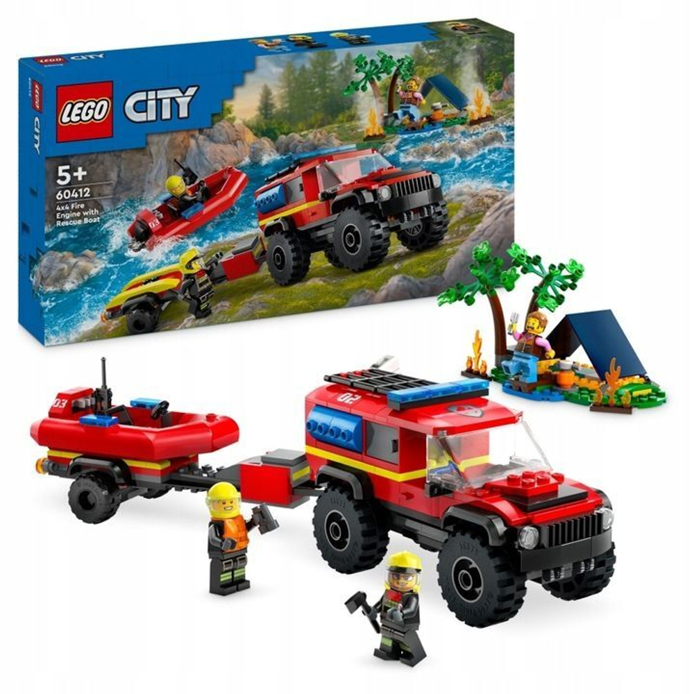 Конструктор LEGO City - Внедорожная пожарная машина с лодкой - Лего Сити  60412 купить в Москве | Доставка по России.