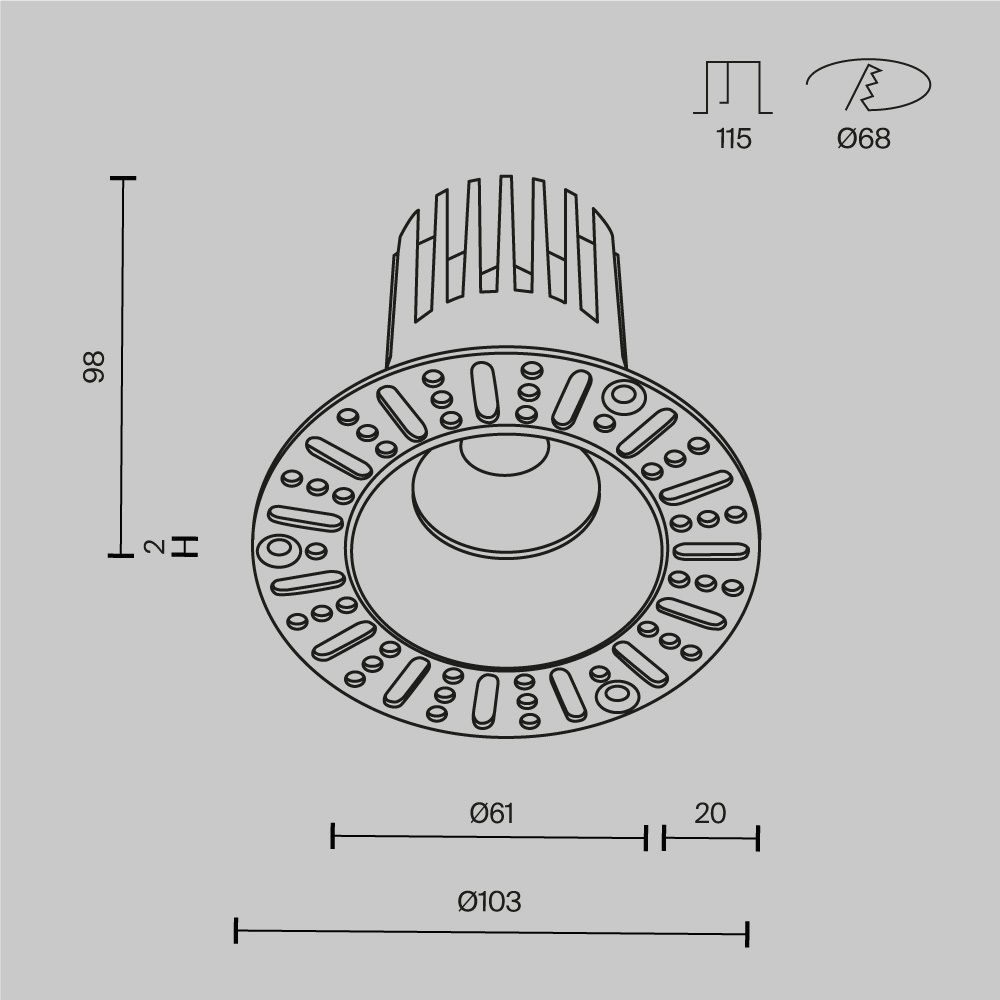 Светильник встраиваемый светодиодный Maytoni   DL121-15W-4K-TRS-B