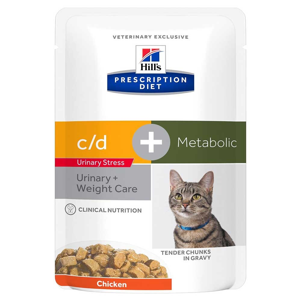 Hill's Feline c/d + Metabolic Urinary Stress 85 г - диета консервы (пауч) для кошек для контроля веса и лечения МКБ при стрессе