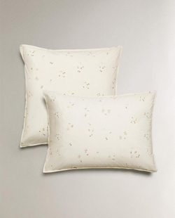 ZARA HOME ДЕТСКАЯ НАВОЛОЧКА С ПРИНТОМ, ЖЕЛТОВАТО-БЕЛЫЙ