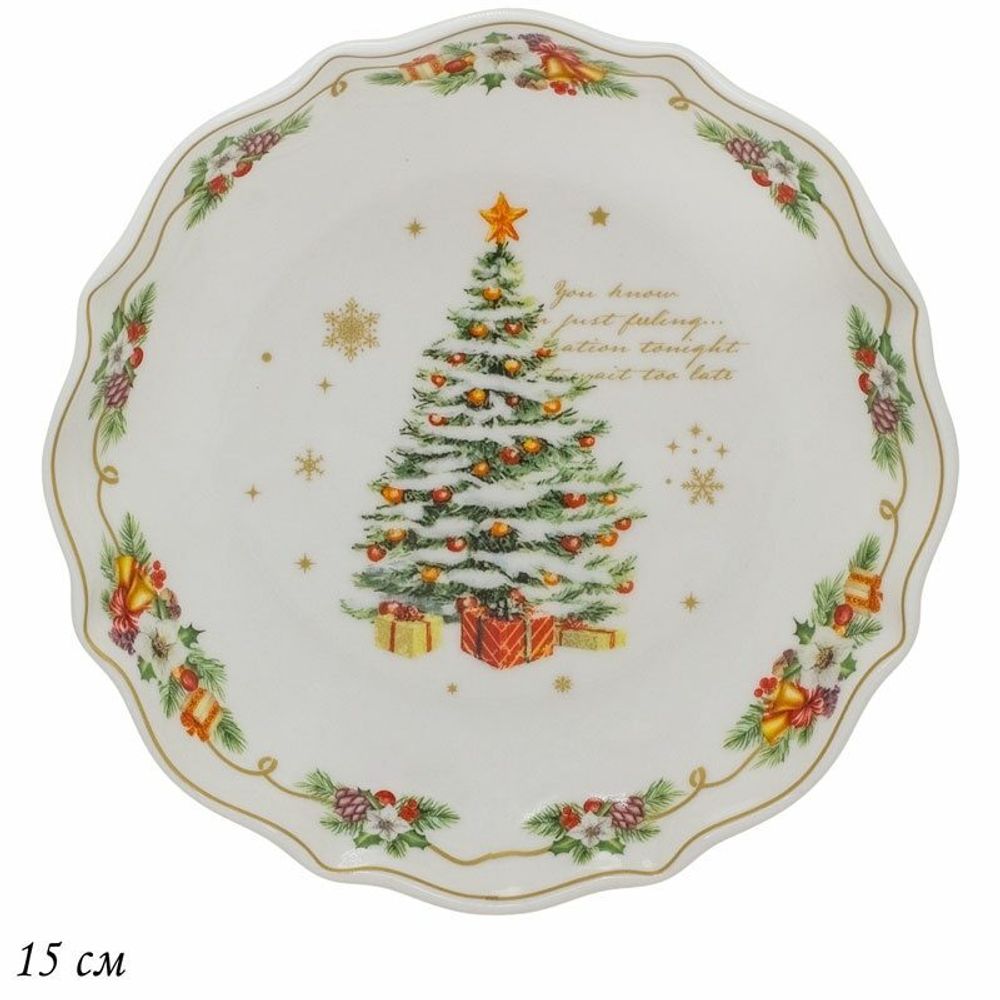 Lenardi 205-299 Блюдо 16 см НОВЫЙ ГОД в под.уп.(х48)Фарфор