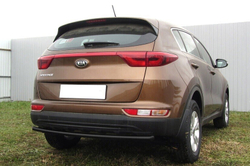 Защита заднего бампера Kia Sportage (2016-2021) d42 серебристая