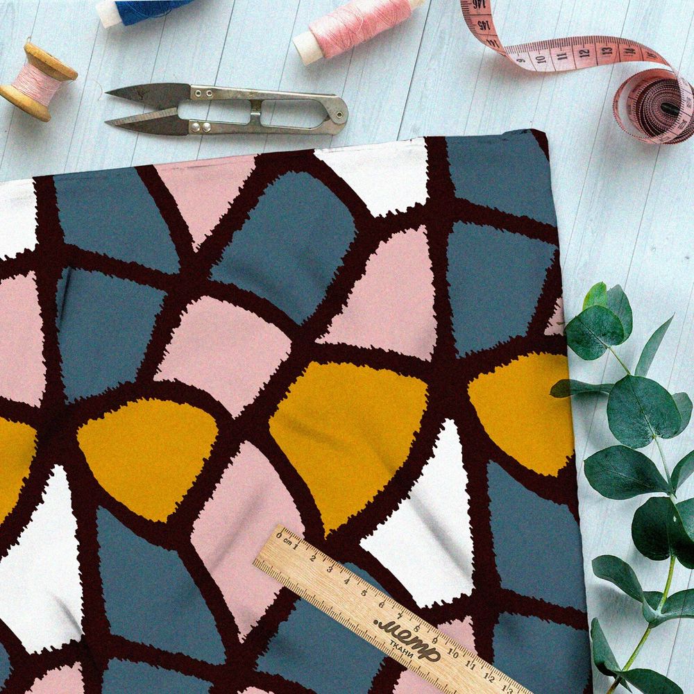 Ткань шелк Армани ненасыщенный крупный витраж