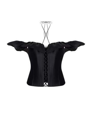 Tоп корсетного типа из тафты со шнуровкой и рюшем