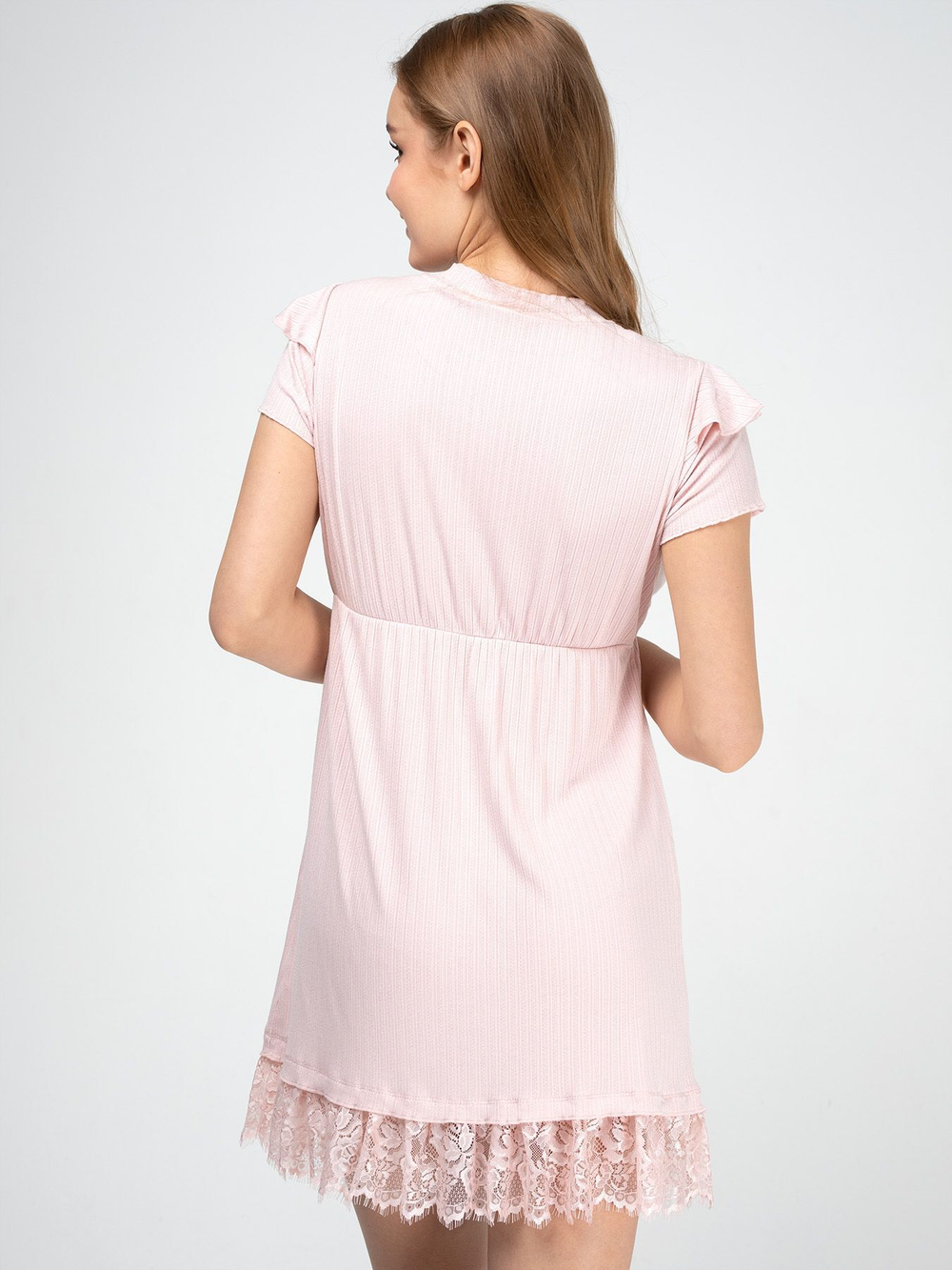 Домашняя сорочка с коротким рукавом (Размер: XXL) (Цвет: нежно-розовый)