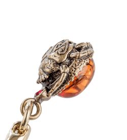 AM- 079 Брелок «Скарабей» мал. (латунь, янтарь)