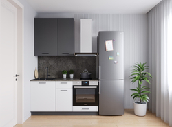 Кухонный гарнитур Лофт 1600 мм столешница 38 мм, верхние шкафы 950 мм (увеличенные), ЛДСП, компактная прямая кухня с высокими шкафами, вместительными ящиками, в индустриальном стиле для студии, дачи.