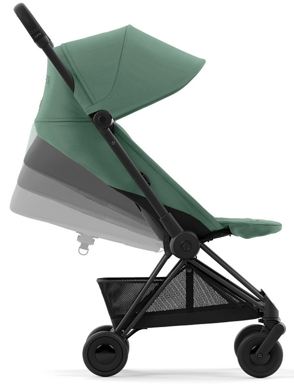 Коляска Cybex Coya Matt Black Frame Cloud G i-Size Ocean Blue Plus 2 в 1 Leaf Green с дождевиком и бампером
