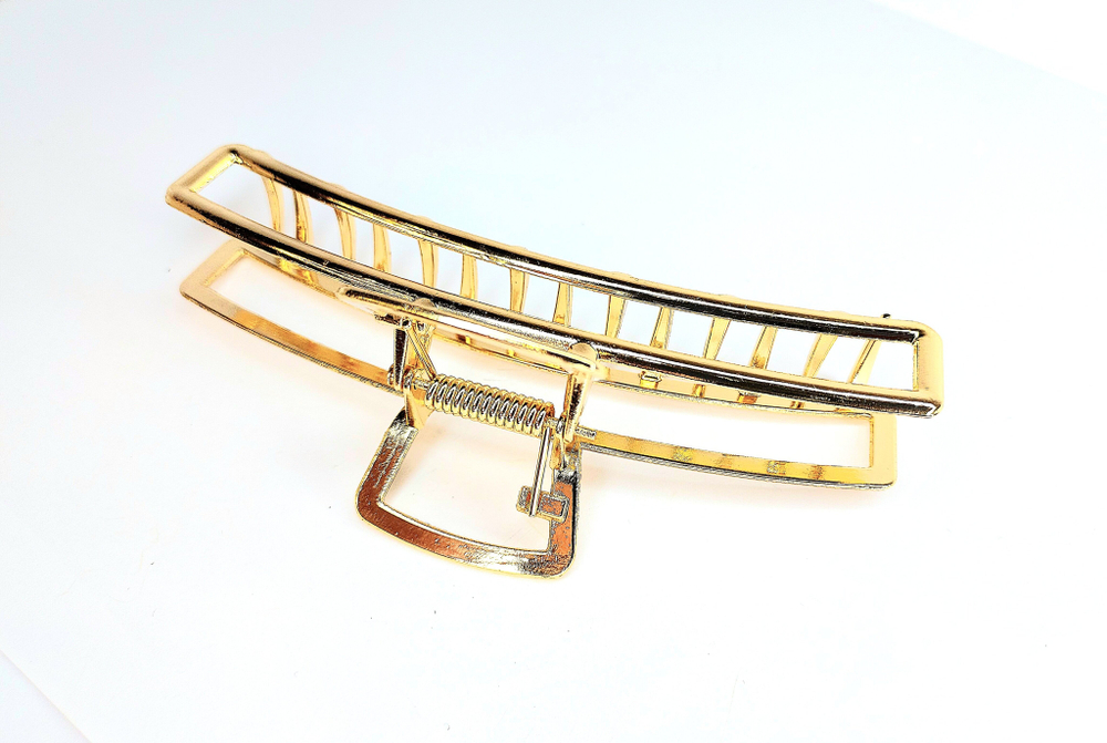 Заколка-краб для волос. 11 см. Металл. Цвет Золото. Усиленная
