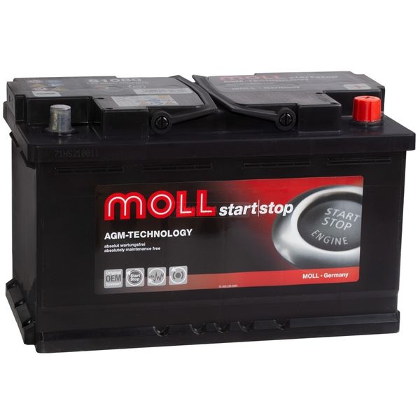 Аккумулятор автомобильный MOLL AGM Start-Stop 95R 850 А обр. пол. 95 Ач (81095)
