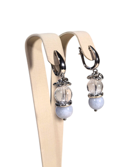 Комплект колье и серьги горный хрусталь и кварц