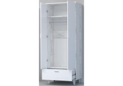 Шкаф Эго Шк-1 на ножках бетон светлый / белый глянец