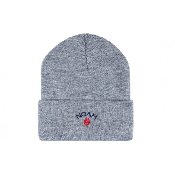 NOAH Nyc Rose Logo Beanie Heather Grey