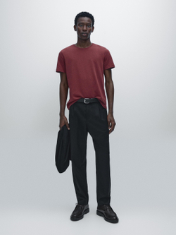 Massimo Dutti Легкая меланжевая футболка из хлопка, сливовый