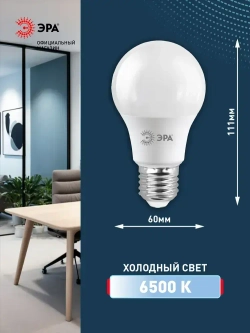 Лампочка светодиодная ЭРА LED E27 15 Вт A60 груша 6500К холодный белый свет набор 10 штук